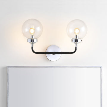 Caleb Brass Vanity Wall Sconce Clear